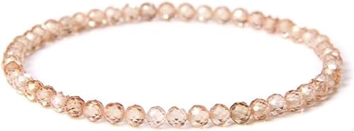 Armband for Frauen, Freundschaftsarmband, Armbänder for Frauen, 4 mm facettiertes Stein-Perlen-Armband, winziger natürlicher Champagner-Kristall, Energie-Edelstein-Freunds chaftsarmband, verstellbar