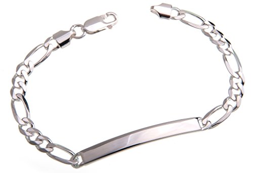 5,5mm Gravurarmband, ID Armband Figaro - 925 Silber, inkl. Gravur, Länge 16-23,5cm
