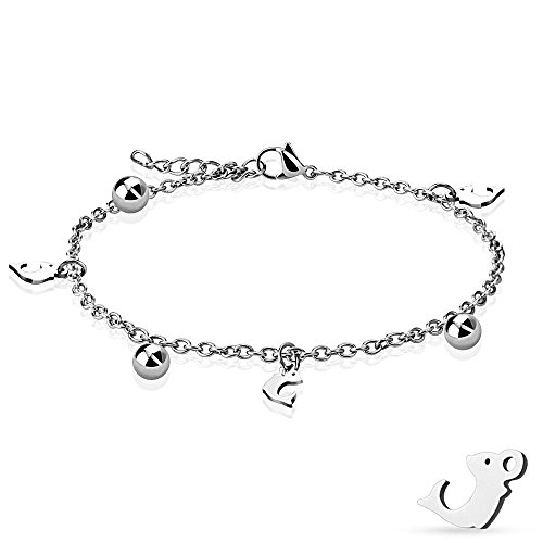 Bungsa Delfin Bettelkette silber runden Kugeln für Damen (Bettelarmband Damenarmband Herrenarmband Bracelet Chirurgenstahl Schmuck Edelstahlarmband)