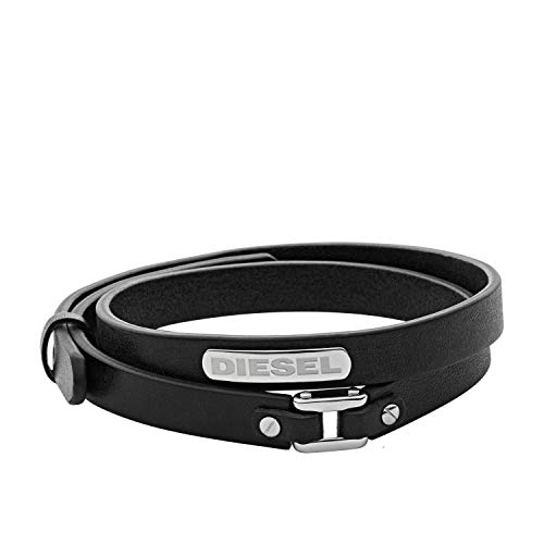 Diesel Armband Für Männer, 18 Cm - 19,5 Cm Schwarzes Lederarmband, DX0971040