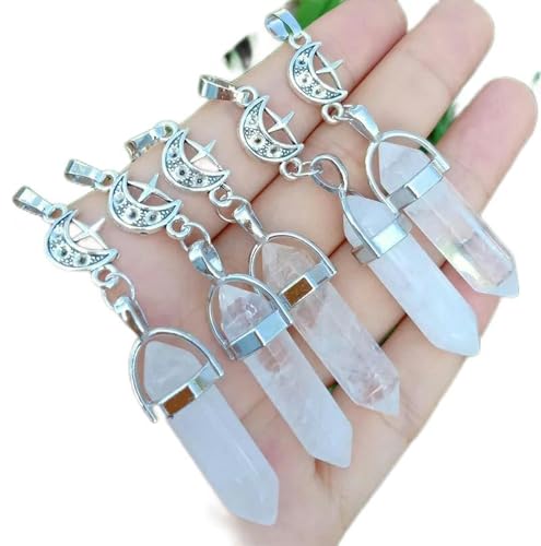 10 Stück Bergkristall Stein Mond Stern Anhänger -Standard