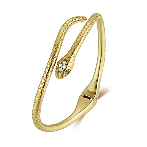 Qings Armreif Schlange Armband Gold Offen Schlangen Armspange Damen Snake Bracelet Personalisiertes Schlange Schmuck Geschenk für Frauen