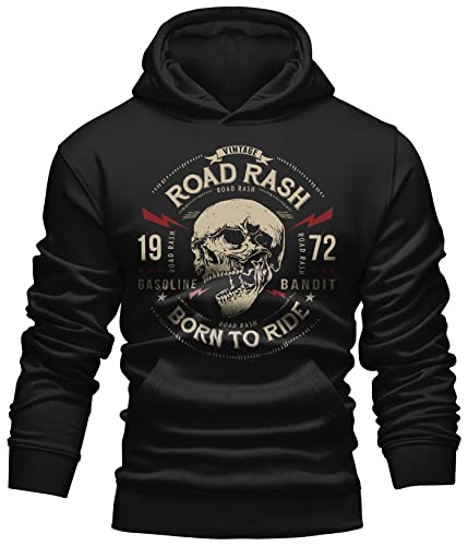 Gasoline Bandit Herren Kapuzen-Pullover-Hoodie für Motorradfahrer und Biker: Road Rash