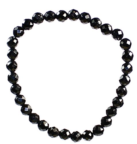 budawi® - Turmalin Schörl Armband Perlen 6 mm facettiert auf Stretchband