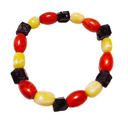 Deutschland EM WM Edelstein Stretch Armband Koralle Turmalin Lemonjade Größenwahl Größe 22 Zentimeter (XXL)