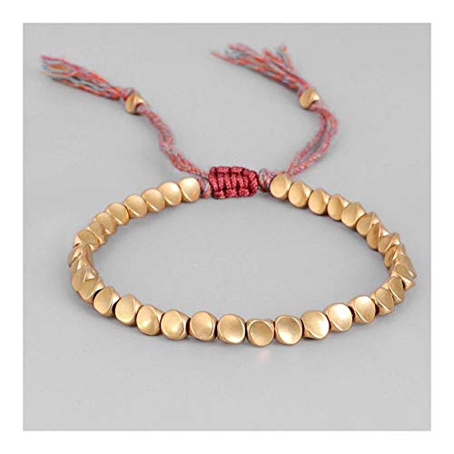 XYBB Handgemachte tibetische buddhistische Geflochtene Baumwolle Kupfer Perlen Glück Seil-Armband-Armbänder for Frauen-Mann Thema Armbänder (Metal Color : Copper Beads)