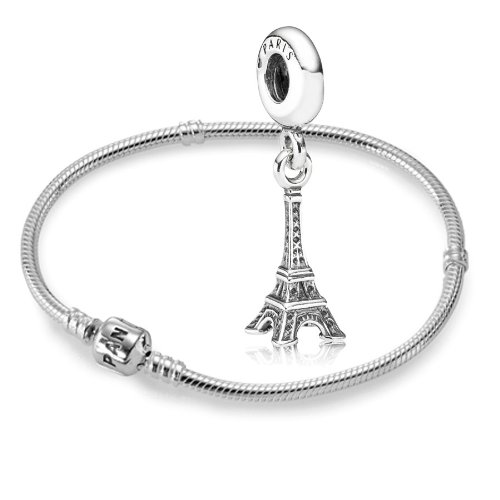 Pandora Original Geschenkset - 1 Silber Armband 590702HV-18 + 1 Silber Pendel 791082 Eiffelturm