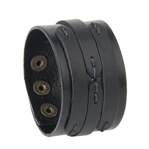 GelConnie Leder-Manschetten-Armband , Punk, geflochtene Armbänder, Rock-Lederarmbänder, Kunstleder-Armband, Gothic-Wikinger-Armreif, verstellbares Wickelarmband für Damen, Herren, 23 cm, Leder, keine