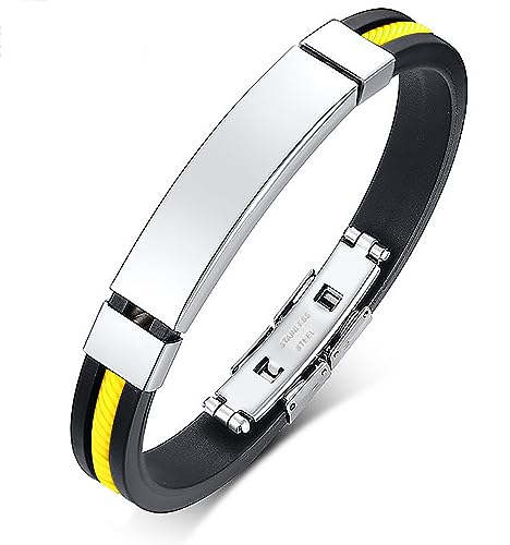 Gleamart Herren Einfaches Armband Titan Stahl Armband Silikon Wickelarmband