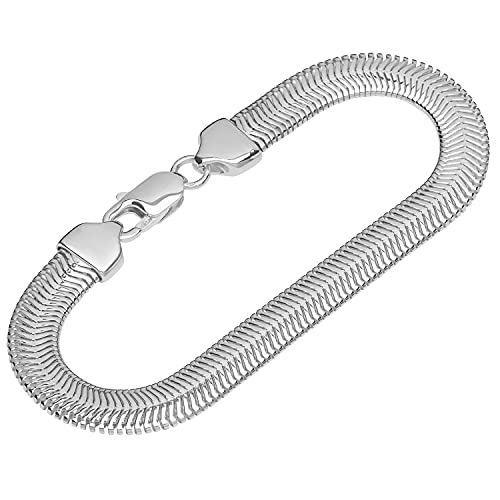 NKlaus Armband 925 Sterling Silber 19cm flachgedrückte Schlangenkette Herren Armkette 12084