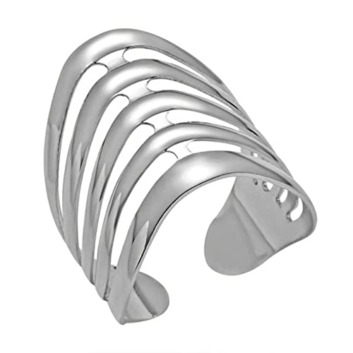 WEITING Fashion Gold Farbe Silber Farbe Öffnungsring für Damen Herren Lagre Breiter Ring Hip Hop Punk Fingerringe Einfacher Boho Schmuck Größenverstellbar 14I3AJ025