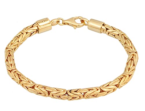 Kuzzoi Buddha Silber Armband für Herren, handgefertigtes Königsketten Armband (5 mm) aus 925 Silber vergoldet, goldenes Königsarmband für Männer, Länge 23 cm