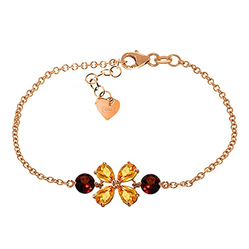 Armband 3,15 Karat 14 Karat massives Roségold Citrin Granat, Citrin Granat,