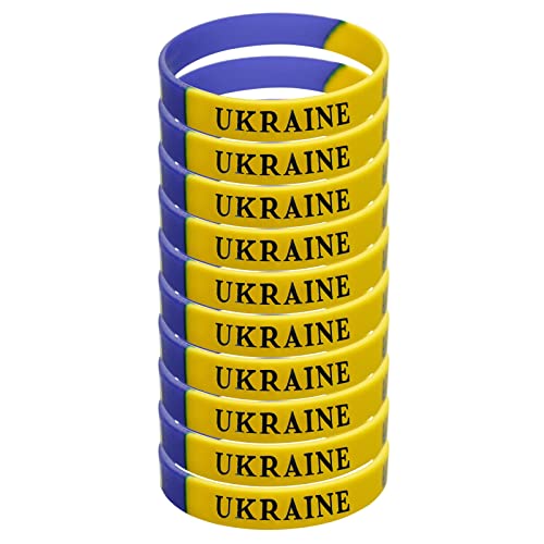 Berrysun Armband Ukraine Flagge Armband Ukraine Ukrainisches Gummi -Armband Ukrainische Geschenke Fan Perlen Perlen Damenschmuck (Color : F, Size : One Size)