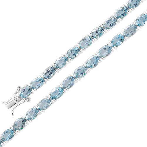 Ch.Abramowicz Blautopas Armband Silber 925 wasserblaue Edelsteine 21
