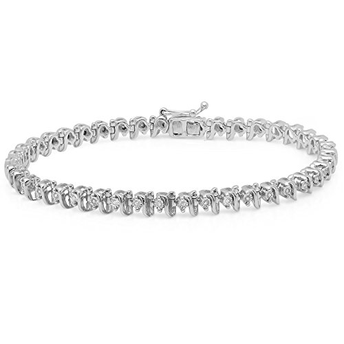 0,31 Karat (ctw) Sterling Silber Diamant weiß echt Rundschliff Damen Tennis Armband 1/3 CT
