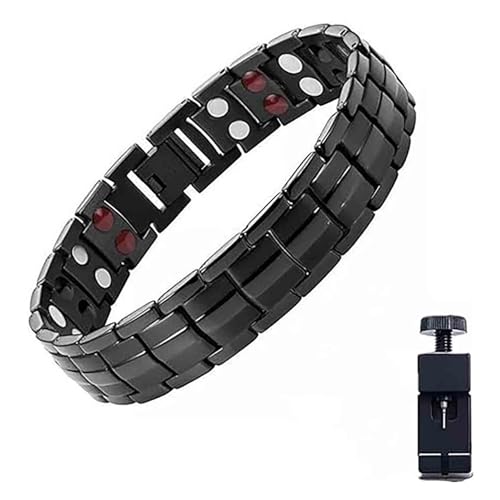 Orgrul Noruion Far-Infrarot-Ionen-Armban d Magnetarmband Herren Mit Werkzeug Effektive Titan Magnetische Armbänder Magnetarmband Magnetbänder Für Herren Herrenarmband Längenverstellbar Mit (Schwarz)