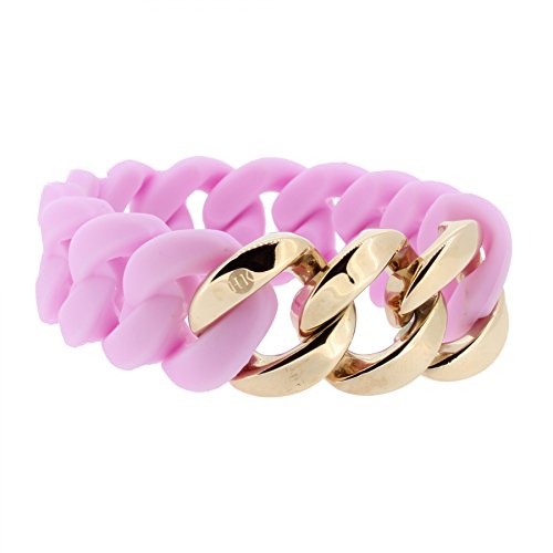 Hanse-Klunker Armband Damen ORIGINAL Silikon Flieder, Edelstahl Rosegold Frauen Mädchen Größe 18-19 cm inkl. Schmuck-Geschenk-Box