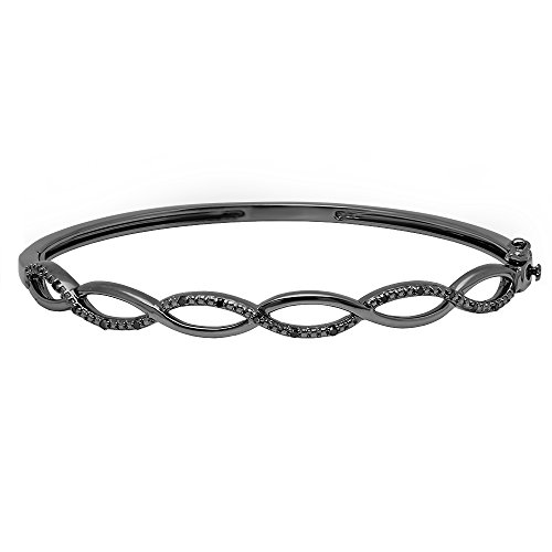 DazzlingRock Collection 0,10 Karat (ctw) schwarz rhodiniert Sterling Silber Diamant Schwarz Damen Swirl Armreif Armband 1/10 ct