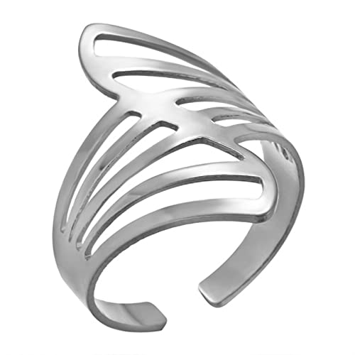 WEITING Fashion Gold Farbe Silber Farbe Öffnungsring für Damen Herren Lagre Breiter Ring Hip Hop Punk Fingerringe Einfacher Boho Schmuck Größenverstellbar 14I3AJ022