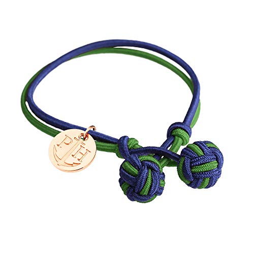PAUL HEWITT Damen Knotenarmband Knot - Armband Frauen in Marineblau-Grün, Armband Damen mit Anker-Charm aus IP-Edelstahl (Roségold)