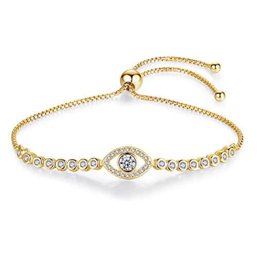 WEITING Tennis-Armbänder für Frauen, Glücksbringer, böser Blick, 925er Sterlingsilber, Armband, Herren-Schmuck, Boho, verstellbare Kette, 18 Karat Gold, max. 25 cm