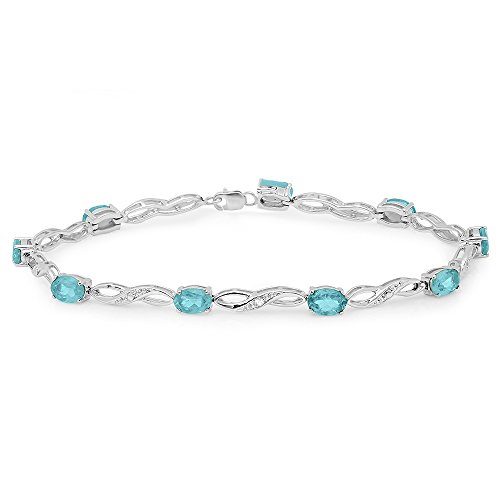 DazzlingRock Collection - Sterling-Silber 925 Sterling-Silber 925 Oval Rund Blue I-J Blautopas Diamant