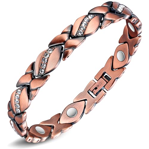 Jeracol Kupfer magnetarmband damen und Kupferring,armband damen mit ultrastarken Magneten zur Linderung von Arthritis, verstellbare Größe mit Entfernungswerkzeug und Geschenkbox,Energetix