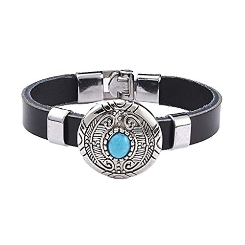 Armband Lederarmband mit türkisem Stein auf rundem Concho Biker Western Country Indian