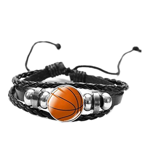 CHUNNUAN SONGDA Favorite Basketball Druckknopf Armband Punk Schwarz PU Leder Armband Herren Jungen Armband Ball Sport Hobby Zubehör - Stil 1