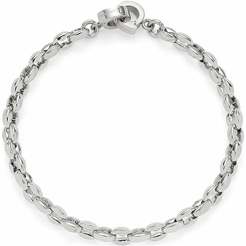 JEWELS BY LEONARDO Armband Clip & Mix Romea • Arm-Kette aus silberfarbenem Edelstahl • massive Kettenglieder in Bohnenform • 18,5 cm Länge • Geschenk Schmuck Damen • 023274