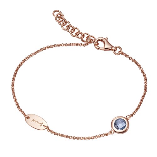 Jamelli Damen Armband 925/- Sterling Silber 17,5cm Glänzend Blautopas beh. rosa 273260069J-2