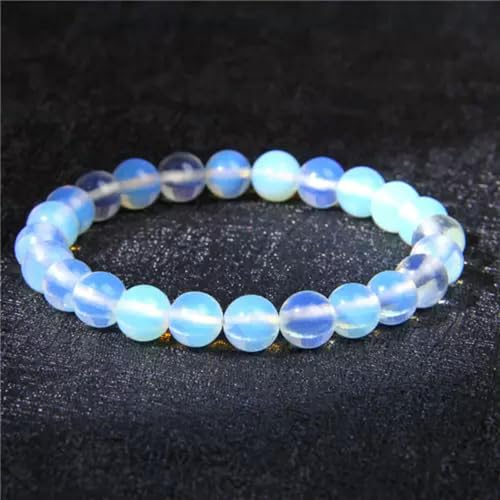 Herrenarmband aus schwarzem Onyx, poliert, Naturstein, Perlen, verstellbar, 8 mm breit, Mondstein