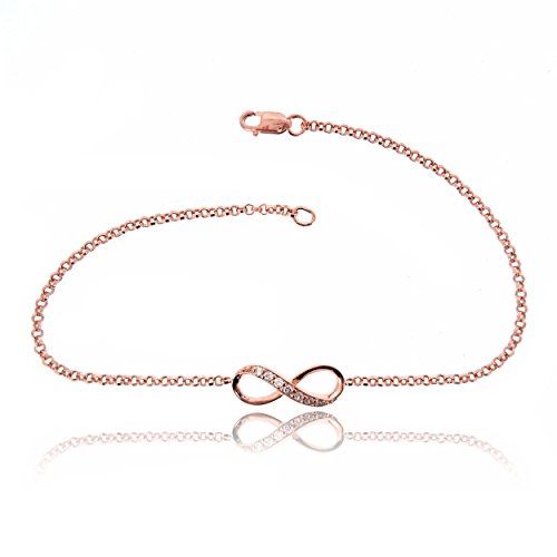 Sovats Damen Unendlichkeits Kette-Armband mit Stein, Roségold beschichtet, Größe 22.5
