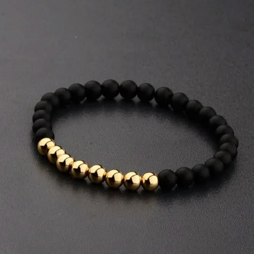 18K Kupfer Perlen Charm Unisex Mode Herren Schwarz Lava Stein Armbänder Günstigstes-Gold