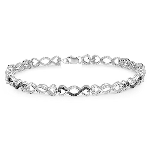 DazzlingRock Collection 0,30 Karat (ctw) Sterling Silber Rund Cut Schwarz und Weiß Diamant Infinity Tennis Link Armband 1/3 CT