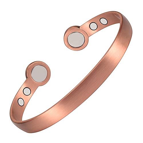 YINOX Magnetisches Kupfer-Armband für Arthritis, Männer und Frauen, Armreif mit 6 starken Magneten, verstellbar, 18 cm (WCP-0331)