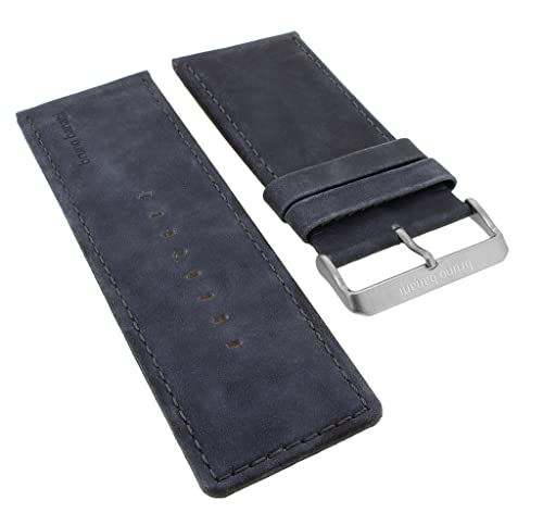 Bruno Banani Ersatzband 37mm in blau glatt aus Leder mit Logo Band mit Dornschließe EN3