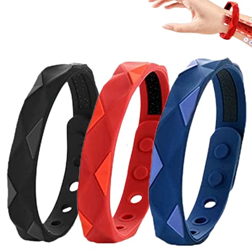 Healthify Sugar Regulator Armreif Healthify Negative Ionen Silikagel Sportarmband Cawik Armband Magnettherapie Armband 6 Löcher Anpassung für Männer und Frauen (3 Farben)