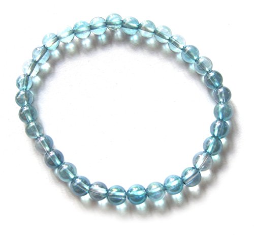 Kugel-Armband Aqua Aura (Bergkristall bedampft) 6 mm