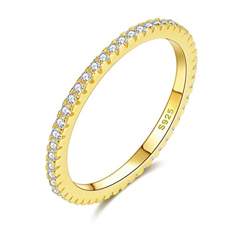 WEITING Prägnante Ringe für Damen, 925er Sterlingsilber, luxuriöser Zirkonia-Stein, Rosé-Schwarz-Gold, Ehering, Bulgarien-Schmuck, Herren-Ring, 7, Stil 1, Gold und Gold