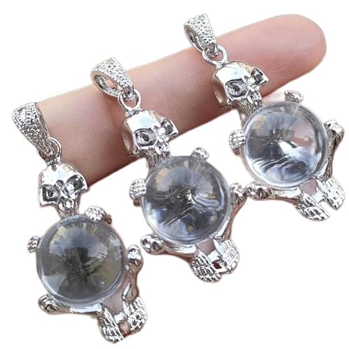 5 Stück Bergkristall-Edelstein-To tenkopf-Anhänger, magischer Charak – Standard