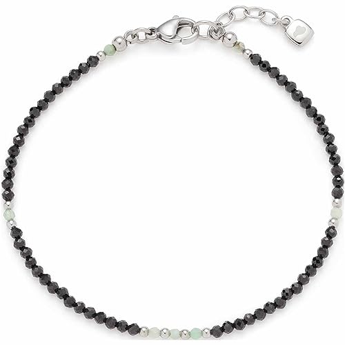 Leonardo Ciao Lia Damen Armband aus Edelstahl mit schwarzen Glaskristall-Perlen, Länge 18-19,5 cm, Schmuck Geschenk für Frauen und Mädchen 023304