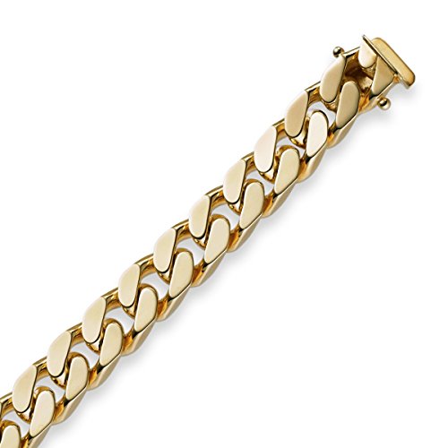 Schmuck Krone 8mm Armband Armkette Panzerarmband 585 Gold Gelbgold 21cm Herren Goldarmband