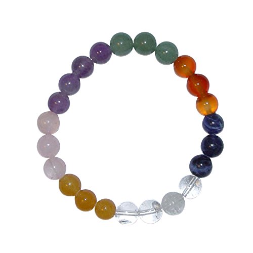 Joyas Janni Armband 7 Chakra mehrfarbig 10mm Kugel Armband aus echten Edelsteinen, zum Beispiel Amethyst Bergkristall SC-Arm-Ku-BUNT-06 Marke, Einheitsgröße, Metall, Kein Edelstein