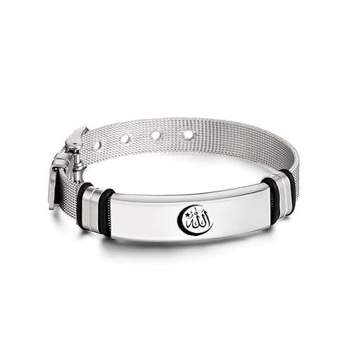 VASSAGO Herren-Armband mit inspirierender muslimischer Schrift, Edelstahl, personalisierbar, modisch, Gliederarmreif, islamischer Schmuck, kein Edelstein, Edelstahl, Kein Edelstein