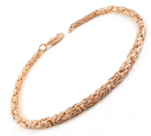 TENDENZE Feines Königsarmband Rotgold Double 10/000, 2,4mm quadratisch, Länge 27cm, direkt ab italienischer Fabrik