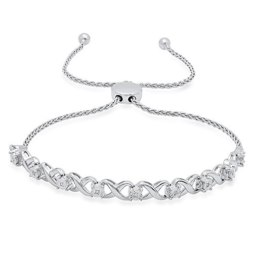 DazzlingRock Collection 0,05 Karat (ctw) Sterling Silber Diamant weiß rund Damen Swirl Infinity Link Armband