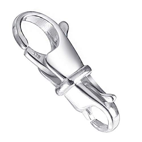 MATERIA 925 Silber Karabiner Verschluss - 10x23mm Doppelkarabiner zum Wechseln für Beads Armbänder/Ketten #1115