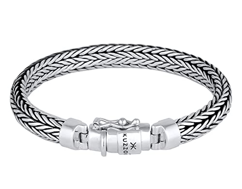 Kuzzoi Silberarmband Herrenarmband aus massivem 925er Sterling Silber, Breite 7 mm, Länge 19 cm, 335102-019